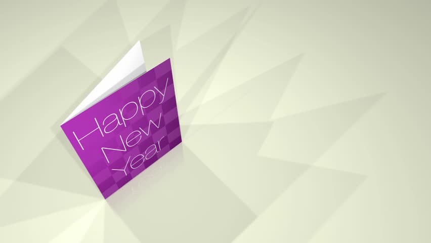 Animation of a greetings card showing a Happy New Year message.