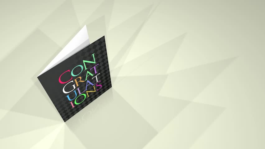 Animation of a greetings card showing a Congratulations message.
