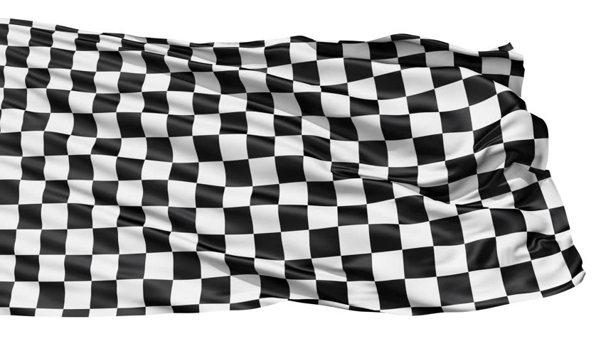 Realistic 3d seamless looping checkered flag waving in the wind.
