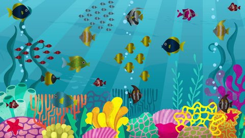 Undersea: Looping animation of underwater world with corals and fish. 
