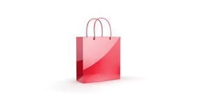 Red bag with presents on white background