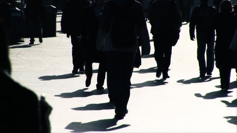Business people walking to work in slow motion