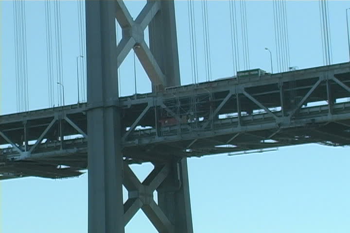 A close-up view of the Bay Bridge.