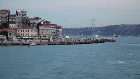 ISTANBUL, TURKEY - february 2016: Bosphorus evening. The coast of the Bosphorus. Istanbul - Stock Video