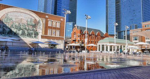 Sundance Square in Downtown Fort Worth on a sunny winter day