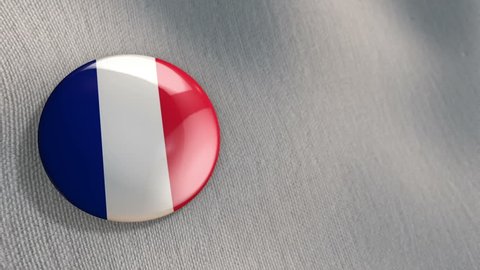 Animation waving of colorful pin with flag of France. Animation of seamless loop.