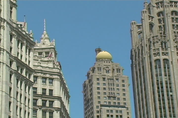 A view at some historic buildings in downtown Chicago.