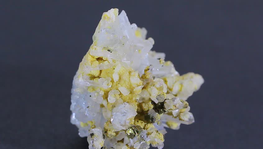 White crystal quartz  with sulfur and pyrite 1