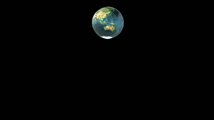 Earth Rotating and Melting against black