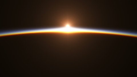 Beautiful And Realistic Sunrise Over The Earth. 3D Animation. Ultra High Definition. 4K.