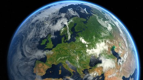 Zoom to Europe. The European states from space. Clip contains earth, europe, zoom, space, map, globe, satellite, planet, european, european union. Images from NASA.
