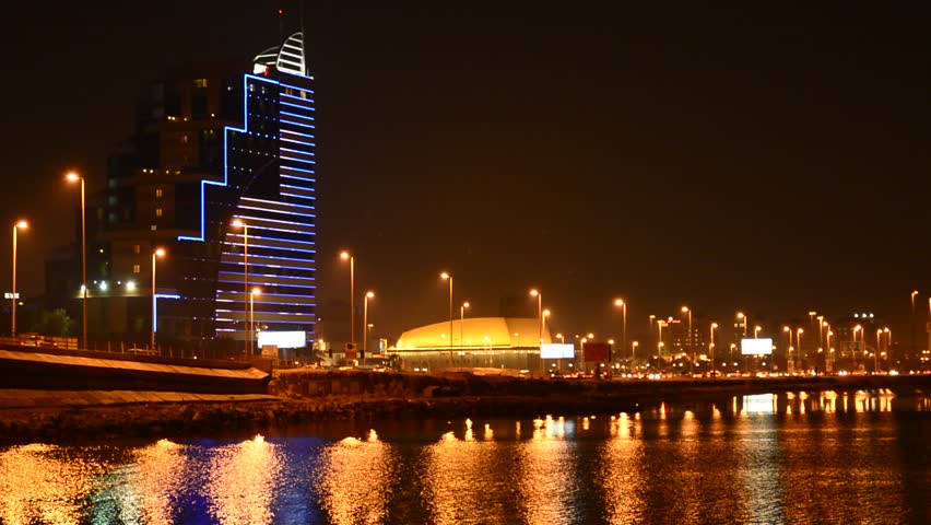 night lights manama city bahrain Stock Footage Video (100% Royalty-free ...