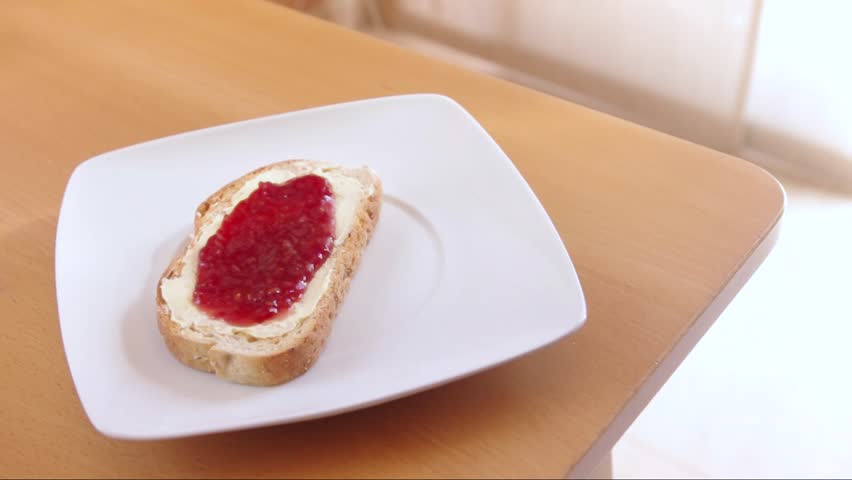 Breakfast Bite Into A Slice Stock Footage Video 100 Royalty Free Shutterstock