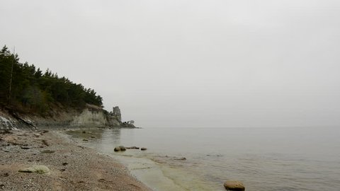 Eroded Limestone stack on the coast on the island of Gotland in Sweden