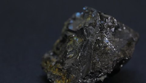 Blue,yellow refraction color on mineral galena 