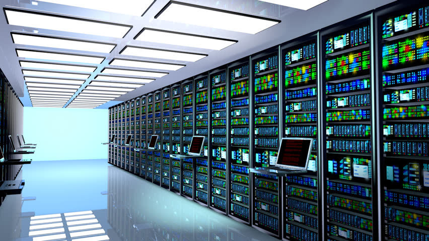 Internet technology connection, datacenter, Networking connectivity concept: terminal monitor in server room Royalty-Free Stock Footage #14637160