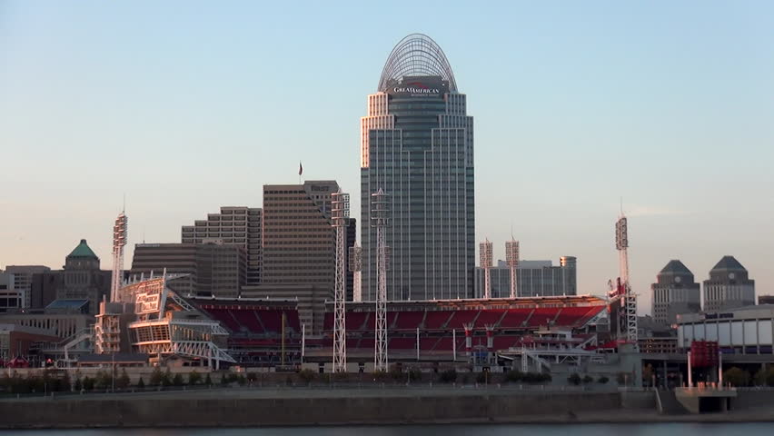 Great American Ball Park Arena Cincinnati Ohio at sunset - CINCINNATI, OHIO/USA OCTOBER 10, 2013