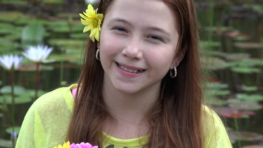 Happy Teen Girl at Pond