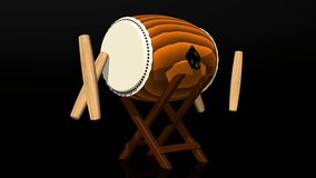 Loopable Asian Drum And Sticks On Black Background.
Loop able 3D render Animation.