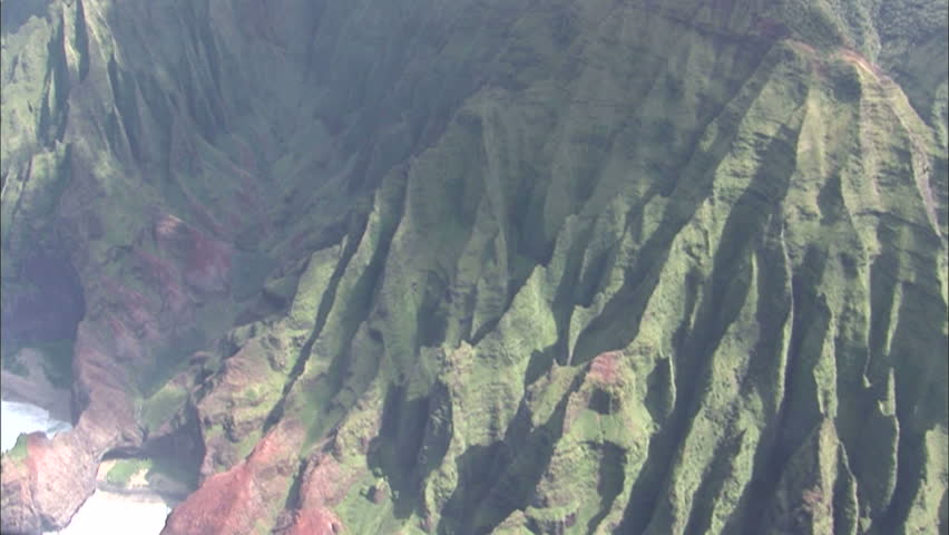 Aerial Of Napali Coast, Kauai Coastline, Hawaii