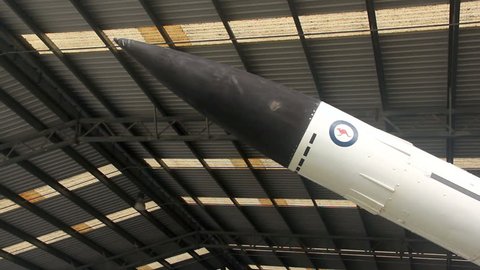 CALOUNDRA, AUSTRALIA - December 4 2015: The Bristol Bloodhound is a British surface-to-air missile developed during the 1950s as a main defence weapon. It is on display at the Queensland Air Musuem.