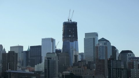 Time-lapse of downtown Manhattan, NYC showing construction at the world trade center site.