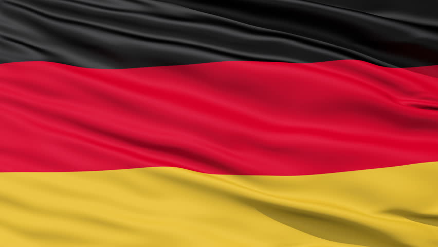 Realistic 3D detailed slow motion germany flag in the wind - seamless looping