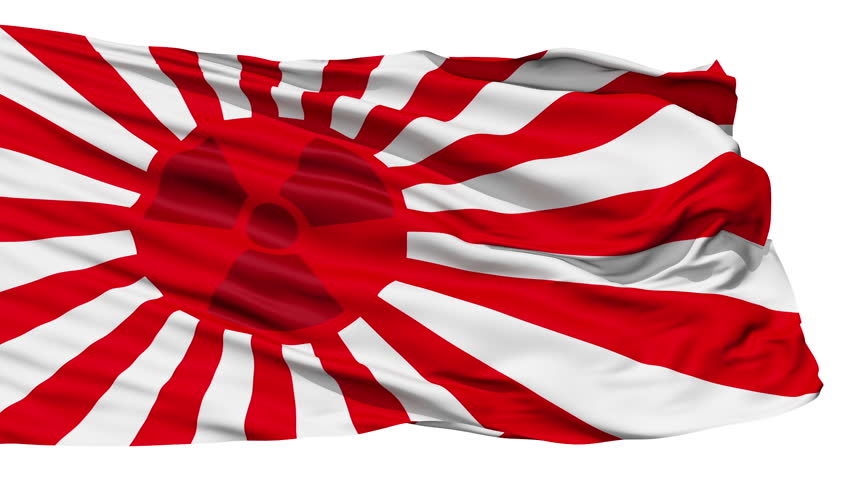 Realistic 3D detailed slow motion japan radiation flag in the wind - seamless