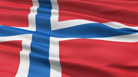 Realistic 3D detailed slow motion norway flag in the wind - seamless looping