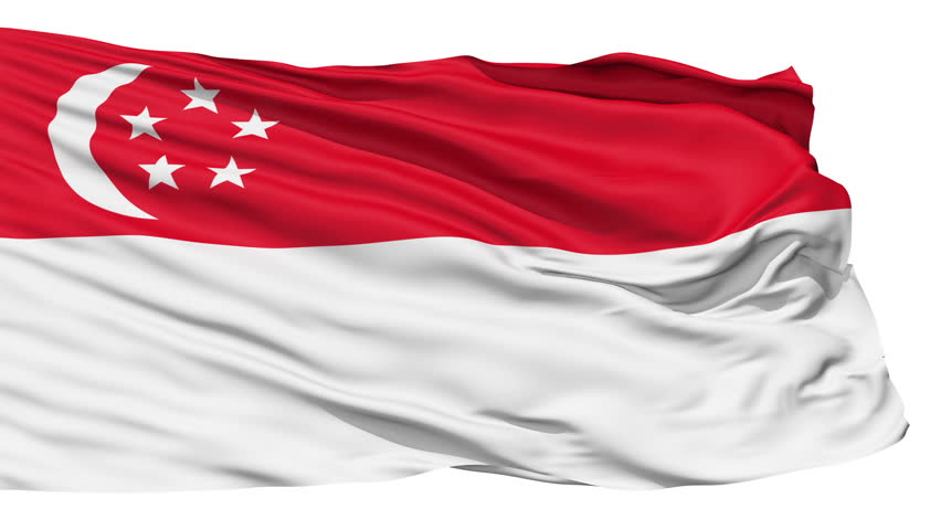 Realistic 3D detailed slow motion singapore flag in the wind - seamless looping