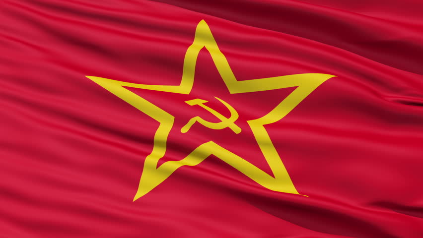 Realistic 3D detailed slow motion Soviet Union flag in the wind - seamless