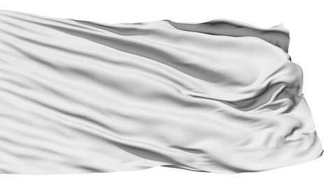 Realistic 3D detailed slow motion white flag in the wind - seamless looping (isolated on white background)