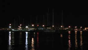 Rhodes city port. Rhodes island. Greece.Night video.
