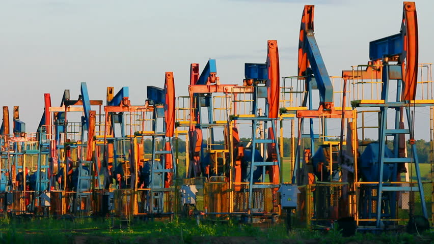 row of many working oil pumps