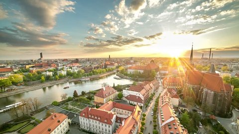 Wroclaw Old City Timelapse Sunset Poland