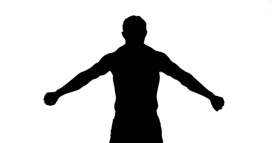 Muscular Silhouette of Man Flexing : stockbeeldmateriaal en 