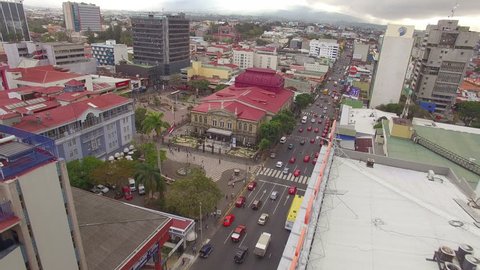 SAN JOSE, COSTA RICA, FEB 18:  Aerial View of the square in front of the famous National Theater of Costa Rica in San Jose in Feb 18, 2015. 