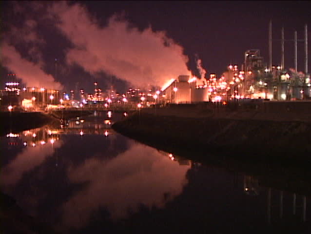 Medium shot of a large oil tanker ship.