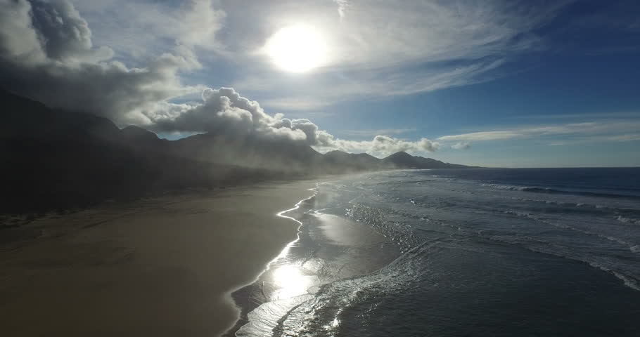 4k aerial video over a beach.