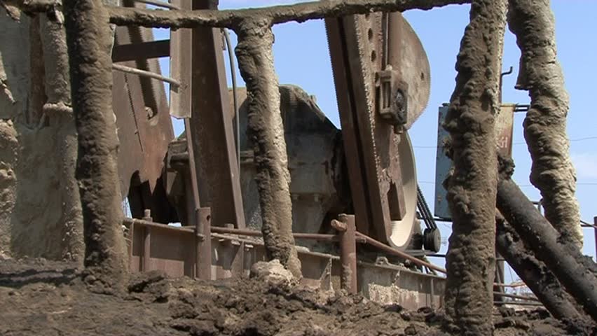 Oil derrick, oil rigs in the city