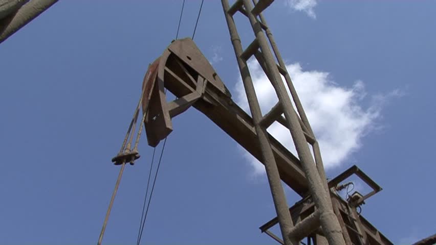 Oil derrick, oil rigs in the city