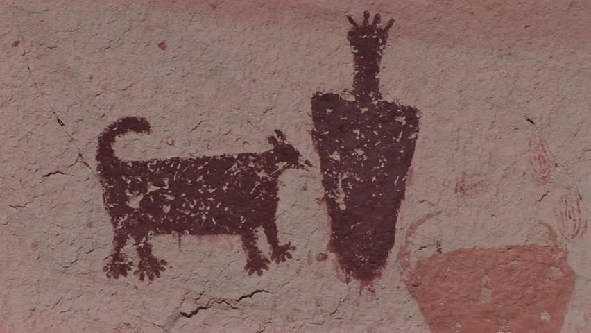Close-up of an American Indian petroglyphs.