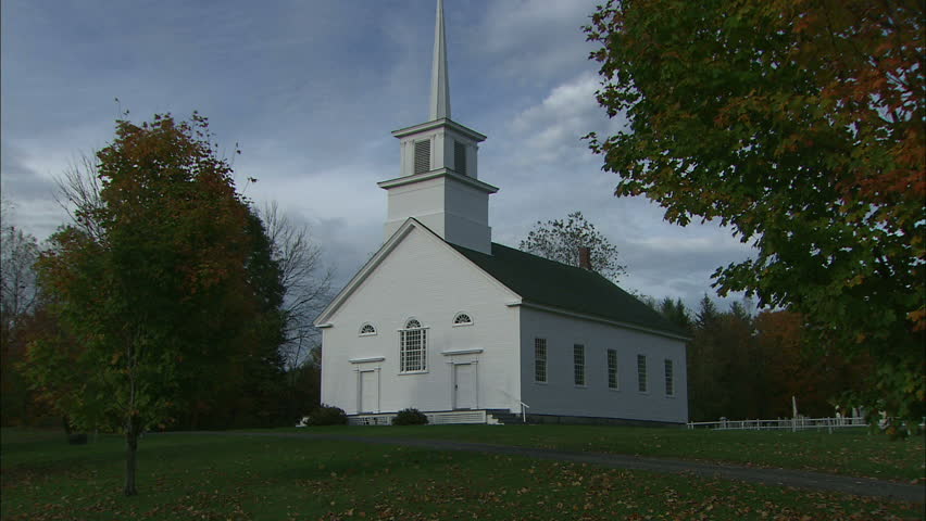 White Vermont Country Church In Early Fall