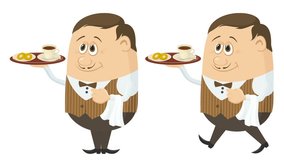 Waiter with Coffee and Buns Seamless Loop