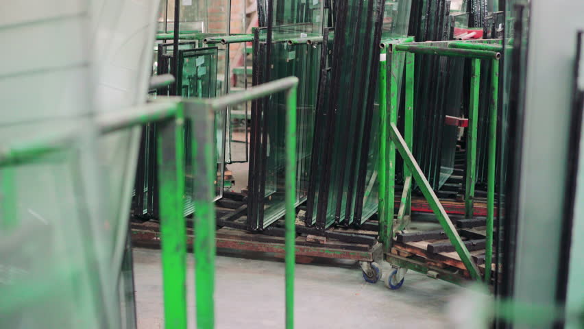 Storage of window glass at the window factory 4K