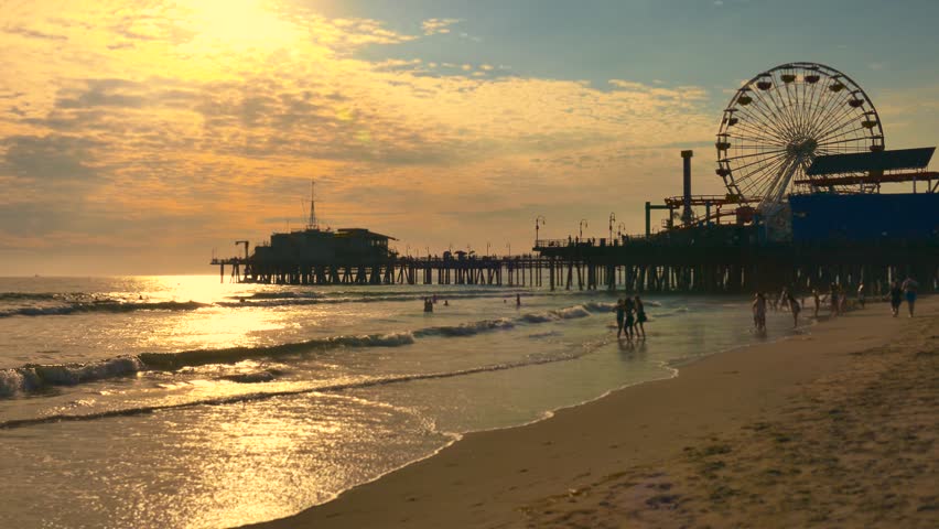 Crowd Santa Monica Pier Travel Stock Footage Video 100 Royalty Santa Monica Pier Travel Stock Footage