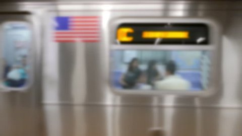Travel City Speed Modern Motion 4K Public Transport Subway Station Train Metro Inside Footage New York American Culture
