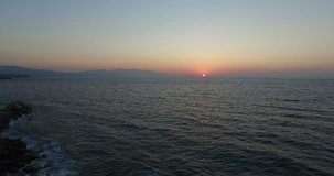 4k aerial video of Crete at sunset.