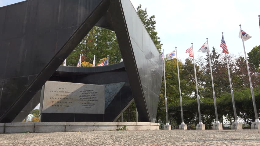 Monument at the DMZ in South Korea, thanking the United States for its leading role in the Korean War (1950-1953)