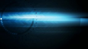 Tech HUD interface and geometric shapes with blue glowing stripes. Video animation HD motion graphic 1920x1080